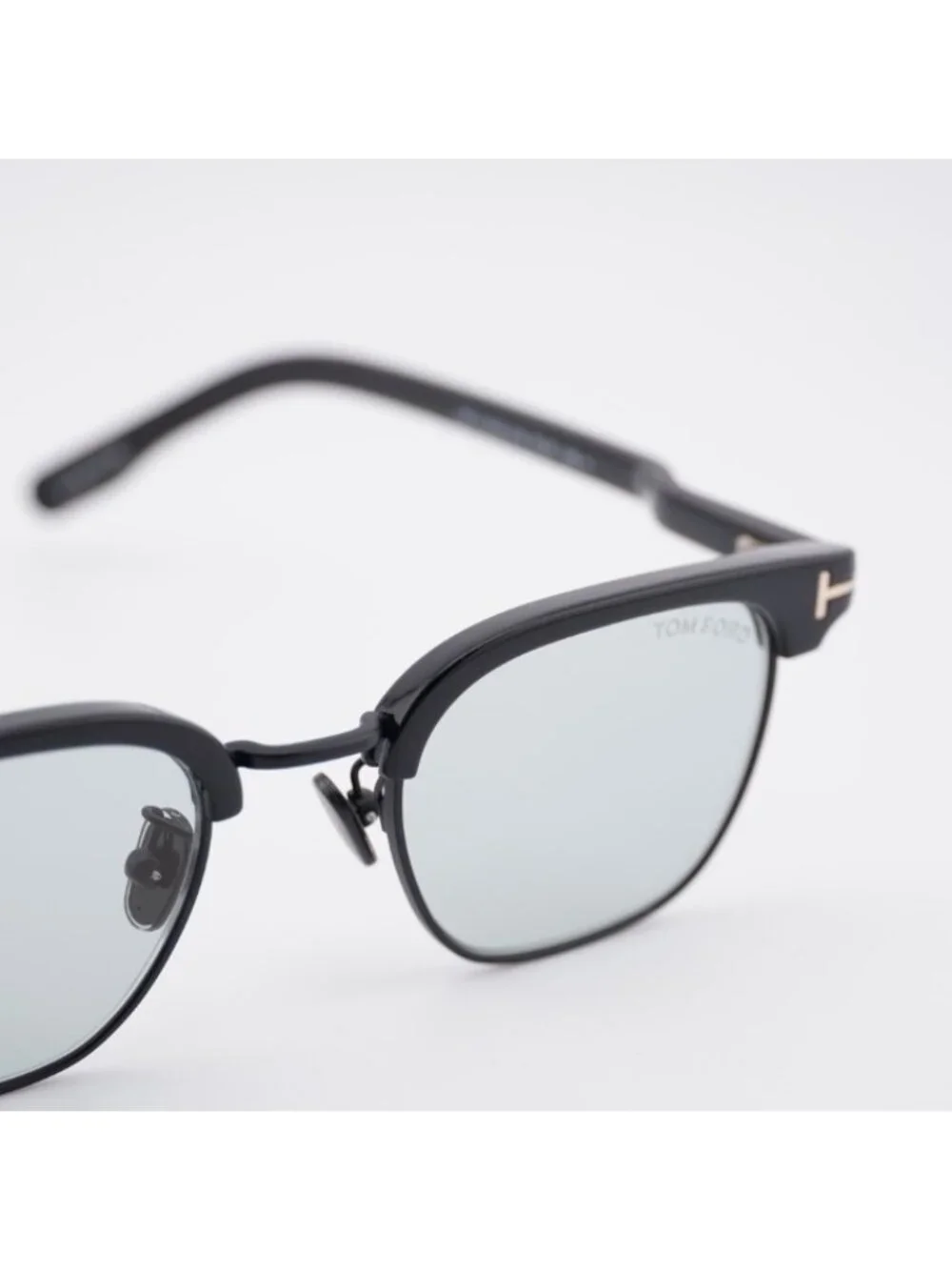 Tom Ford FT1119-D 01A Sunglasses Shiny Black Browline Frame, Smoke Lenses